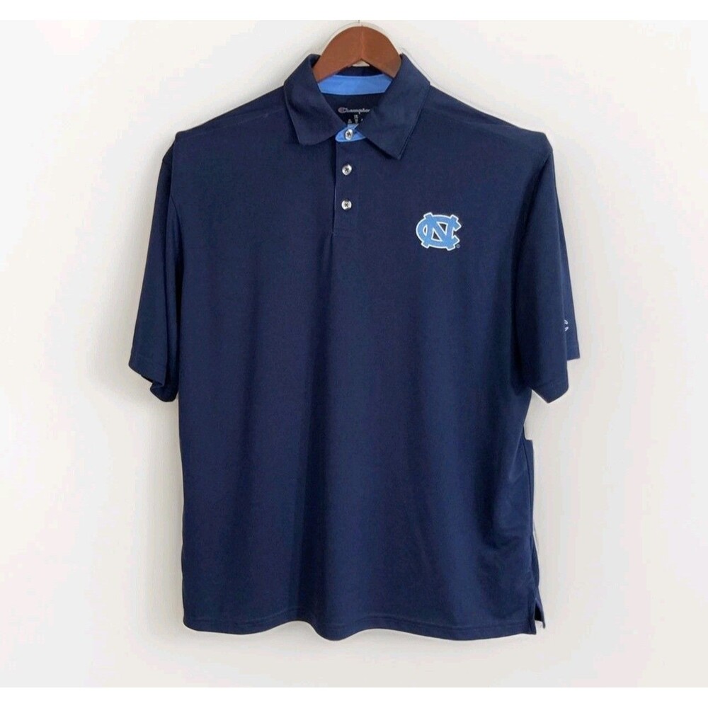 Carolina Tar Heels Shirt Men’s XL Navy Blue Champion Polo Short Sleeve Casual